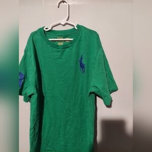 Polo Ralph Lauren Shirt Boys Large 14/16 Green Big Pony #3 Short Sleeve Preppy